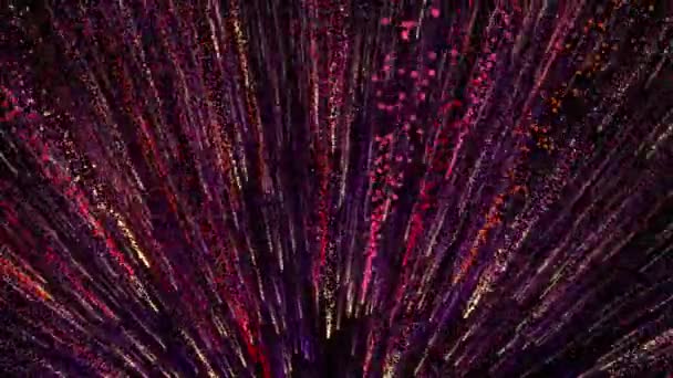 Luminose Particelle Multicolori Riempiono Spazio Con Getti Energia Luce Sfondo — Video Stock