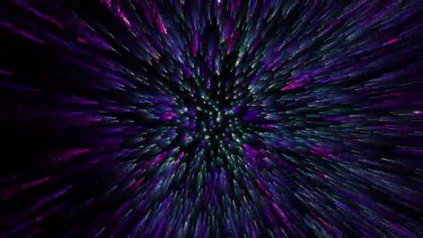 Des Particules Multicolores Lumineuses Remplissent Espace Jets Énergie Lumière Fond — Video