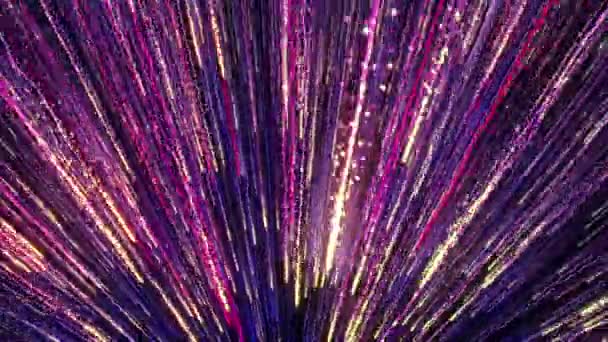 Luminose Particelle Multicolori Riempiono Spazio Con Getti Energia Luce Sfondo — Video Stock