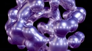 Füzyon sürecindeki metabolik kürelere dayalı soyut sanatsal gerçeküstü nesne. Sıvı dönüşümü. Organik molekülleri deforme eden sıvının dağılması, birleşmesi ve taşması.