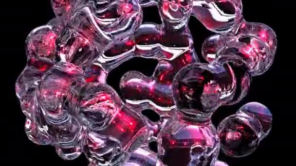 Abstrakt Konstnärligt Surrealistiskt Objekt Baserat Metaboliska Sfärer Fusionsprocessen Vätskemorft Spridning — Stockvideo