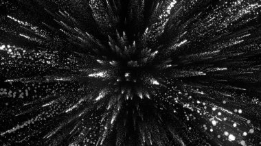 Parlak parçacıkların 3 boyutlu yansıması boşluğu enerji ve ışık püskürtüleriyle doldurur. Parlak dekorasyon için parlak soyut arkaplan