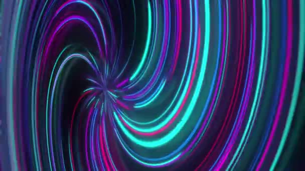 Néon Abstrait Spirale Avec Réflexion Chemins Lumineux Colorés Lumière Incurvée — Video