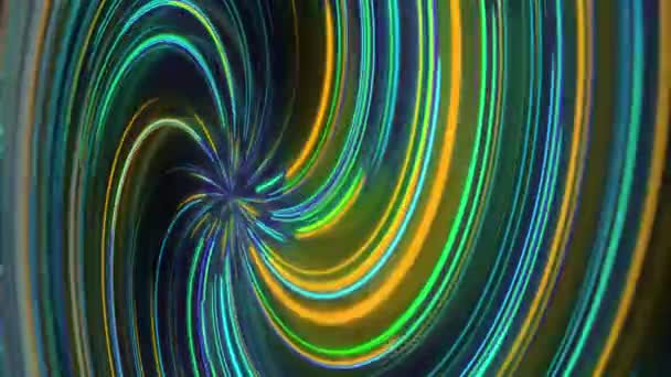 Espiral Neón Abstracto Con Reflexión Senderos Luz Curvados Brillantes Coloridos — Vídeo de stock