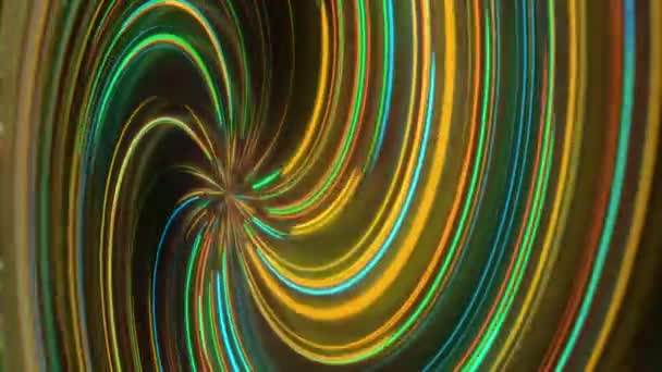 Абстрактная Неоновая Спираль Отражением Яркие Красочные Изогнутые Световые Дорожки Разных — стоковое видео