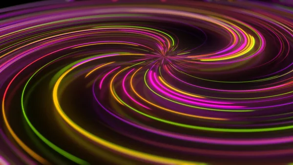 Boyutlu Soyut Neon Spiral Yansıması Farklı Renklerde Parlak Renkli Kıvrımlı — Stok fotoğraf