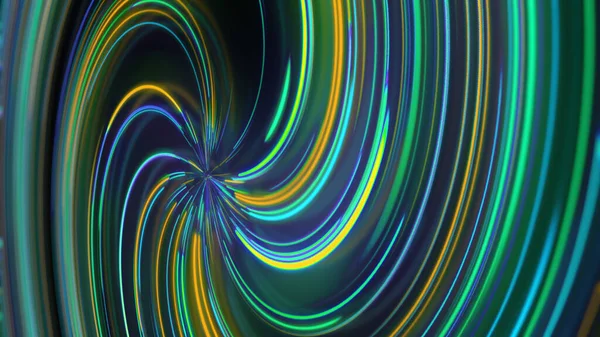 Boyutlu Soyut Neon Spiral Yansıması Farklı Renklerde Parlak Renkli Kıvrımlı — Stok fotoğraf