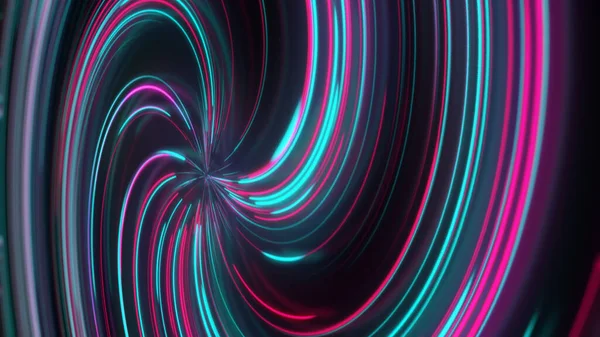 Boyutlu Soyut Neon Spiral Yansıması Farklı Renklerde Parlak Renkli Kıvrımlı — Stok fotoğraf