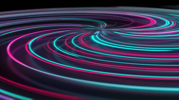 Rendering Abstrakt Neon Spiral Med Reflektion Ljusa Och Färgglada Böjda — Stockfoto