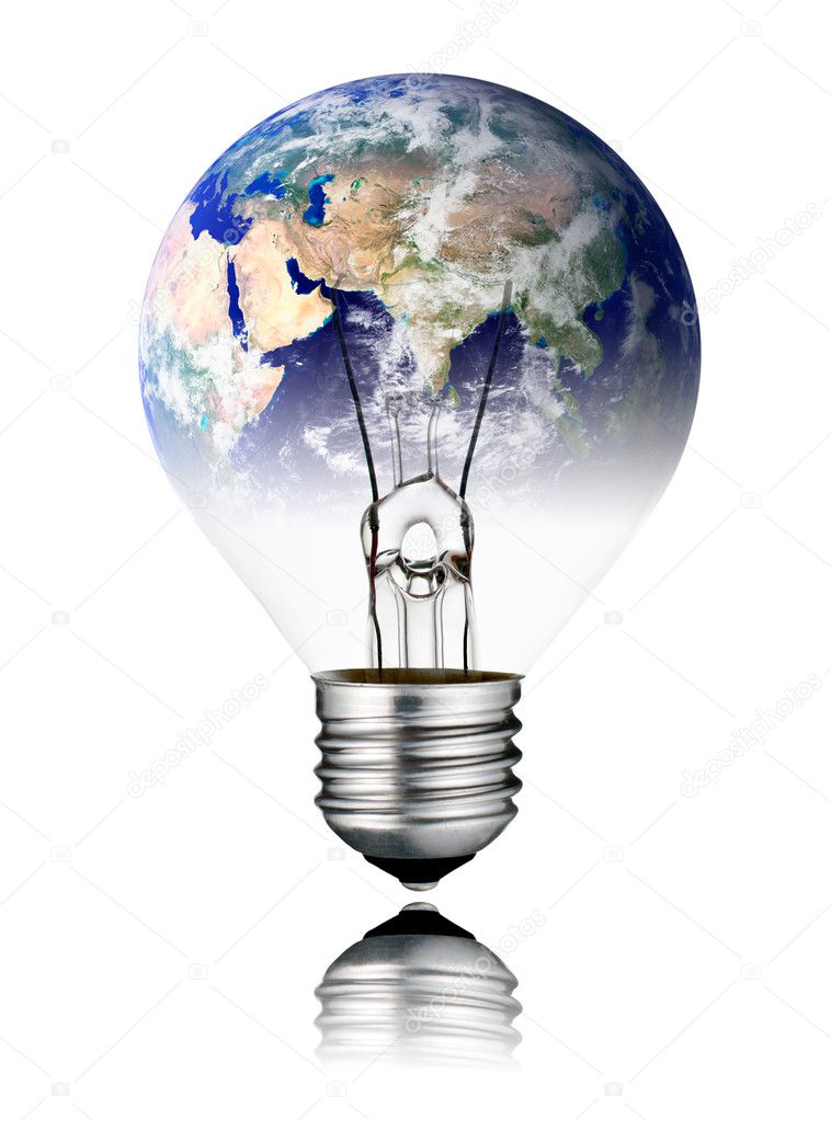 Lightbulb switched OFF - World Globe Asia