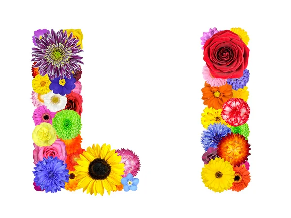 Flower Alphabet Isolated on White - Letter L — Stock Photo, Image