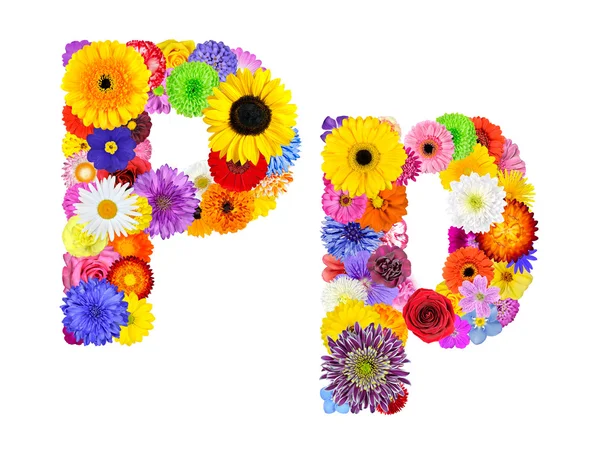 Цветочный алфавит изолирован на белом - буква P — стоковое фото