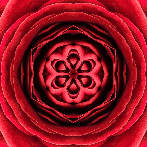 Red Concentric Flower Center. Mandala Kaleidoscopic design — Stock Photo, Image