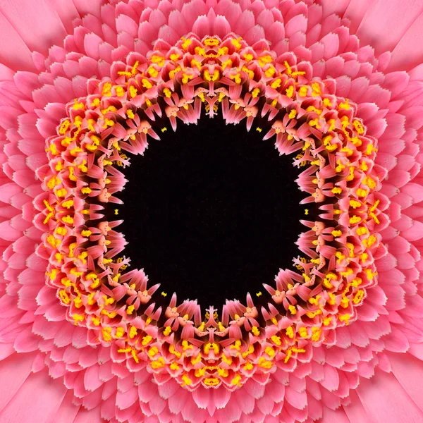 Rotes konzentrisches Blütenzentrum. Mandala kaleidoskopisches Design — Stockfoto