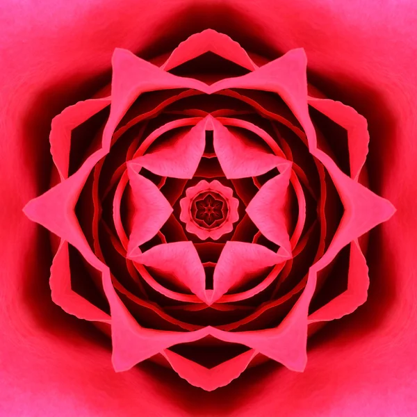 Centre Fleur Concentrique Rouge. Mandala Conception kaléidoscopique — Photo