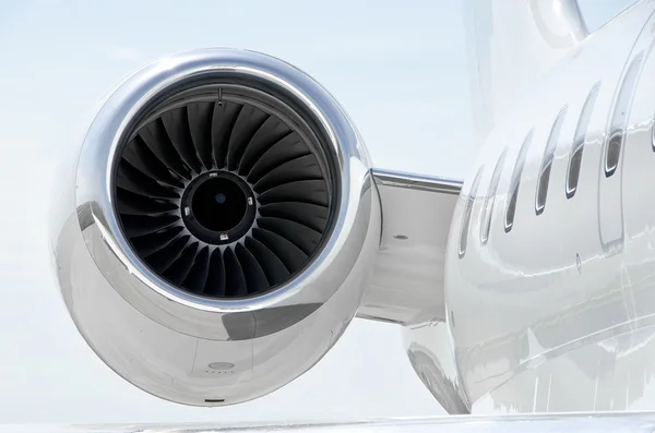 Jet Engine on luxury private aircraft - Bombardier — Stock Photo, Image