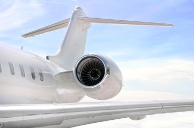 özel bir uçak - Jet motoru closeup bombardier