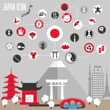 Japonya simgeler kümesi. vektör çizim.