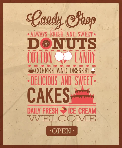 Candy shop тексту . — стоковий вектор