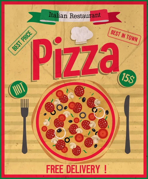 Cartaz de pizza . — Vetor de Stock