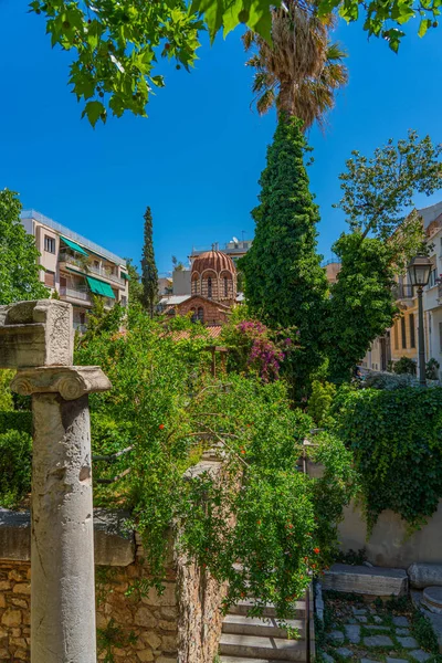 Street View Plaka District Athens Holy Church Saint Catherine Vertical — Φωτογραφία Αρχείου