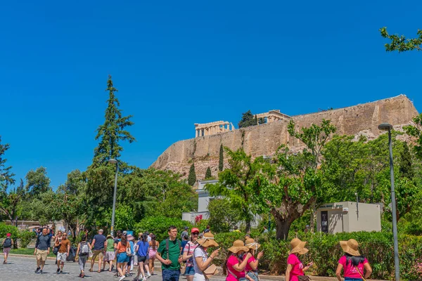 Atenas Grécia Maio 2022 Vista Rua Distrito Plaka Atenas Fundo — Fotografia de Stock