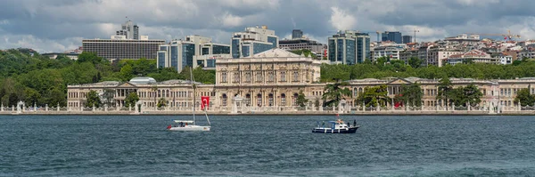 ISTANBUL, TURKEY - MAY 19.2022: Dolmabahce Palace at Besiktas in Istanbul at the Bosporus