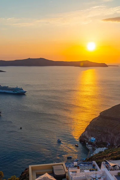 Fira Greece May 2022 Sunset View Sea Volcano Fira Capital — ストック写真