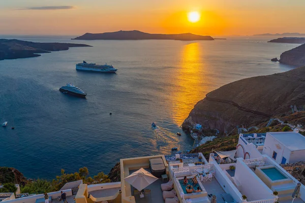 Fira Greece May 2022 Sunset View Sea Volcano Fira Capital — ストック写真