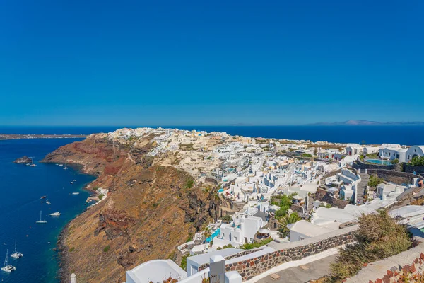 View Oia Coastline Traditional White Houses Santorini Island Greece — Stock Photo, Image