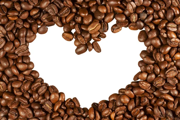 Coffee beans in the shape of heart isolated — Stock Photo, Image