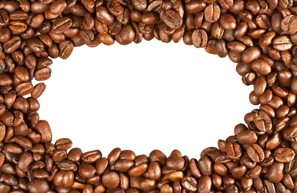 Grains de café en forme de cadre isolé — Photo