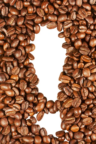 Exclamation mark and coffee beans — Stock Photo, Image