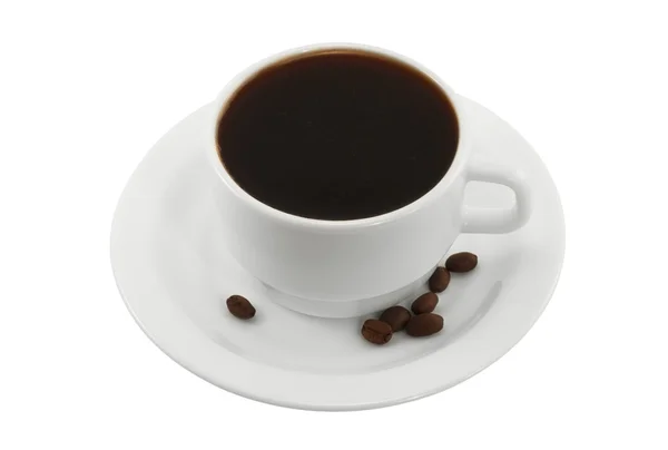 Koffiekopje en schotel op witte achtergrond — Stockfoto