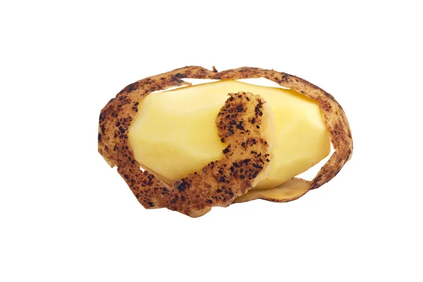 Geschälte Kartoffel mit Schale isoliert — Stockfoto
