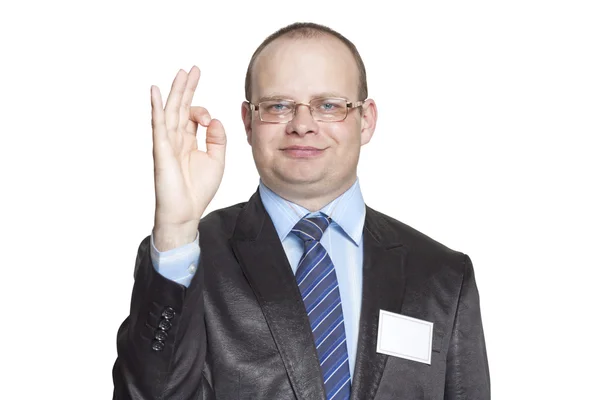 Empresario mostrando gesto de mano ok —  Fotos de Stock
