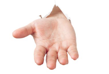man strekt zich uit zijn hand