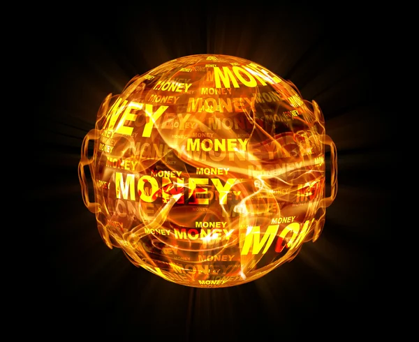 Fire ball with money texture — Stock Photo, Image