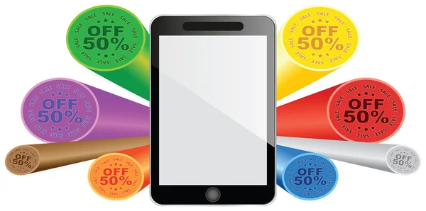 Smartphone - sconto del cinquanta per cento — Vettoriale Stock