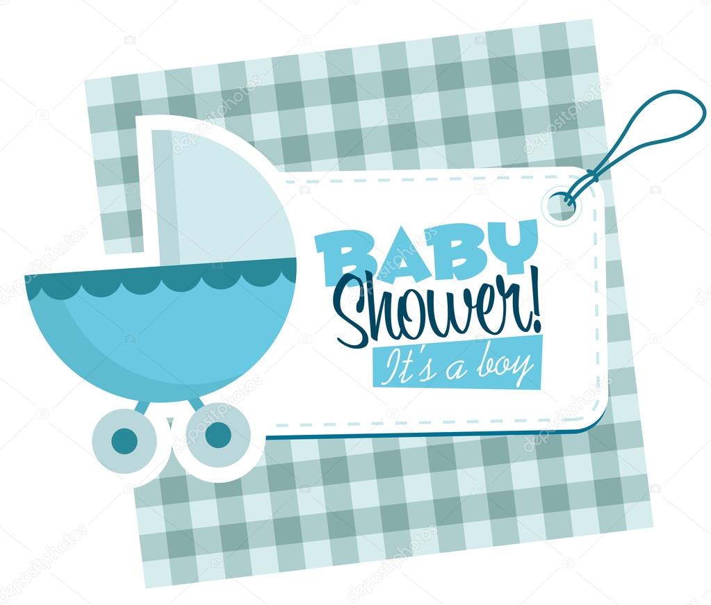 Baby Boy Stroller Invitation Card