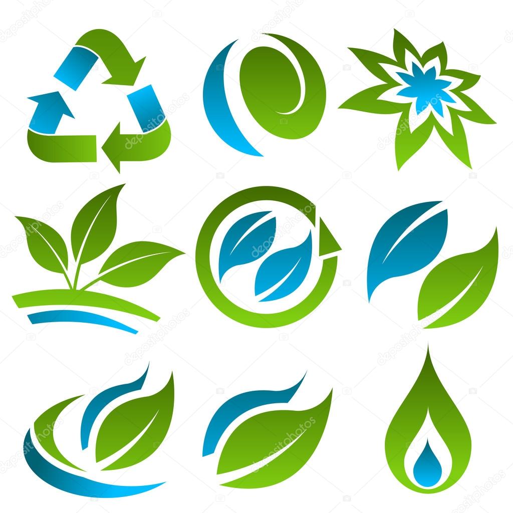 Green and Blue Energy Saving Icons