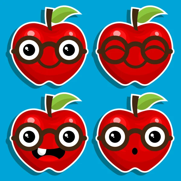 Manzanas inteligentes con anteojos — Archivo Imágenes Vectoriales