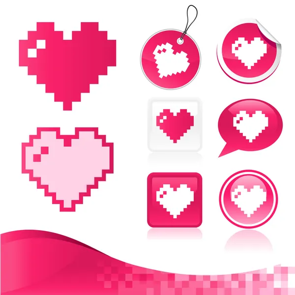 Kit de diseño de corazón Pixel — Vector de stock