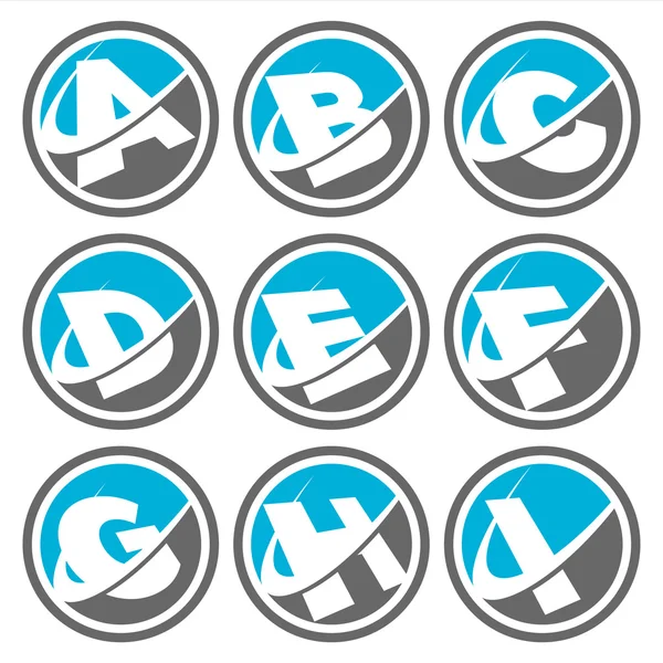 Swoosh alfabeto iconos conjunto 1 — Vector de stock