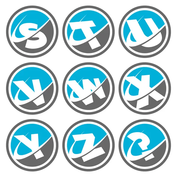 Swoosh alfabet iconen set 3 — Stockvector