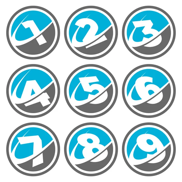 Swoosh Number Icons — Stock Vector