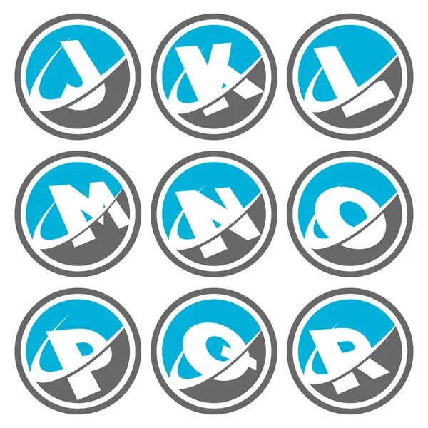 Swoosh alfabeto iconos conjunto 2 — Vector de stock