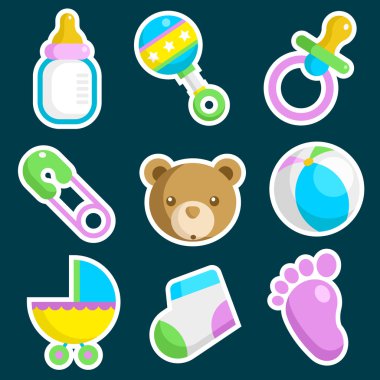 Colorful Baby Shower Icons clipart