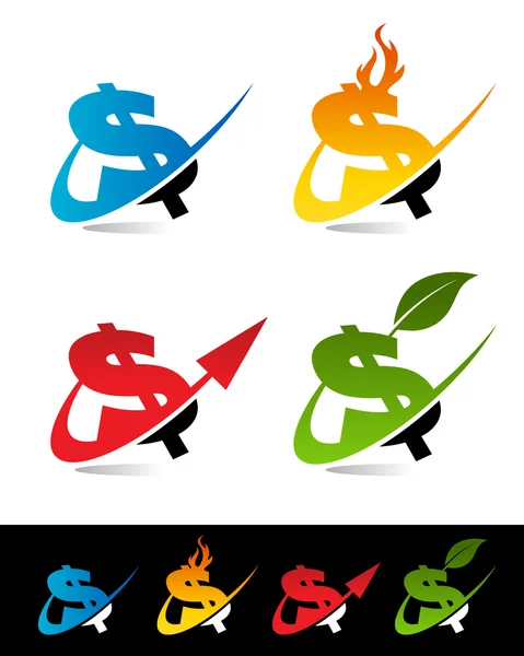 Swoosh Dollar iconos — Archivo Imágenes Vectoriales