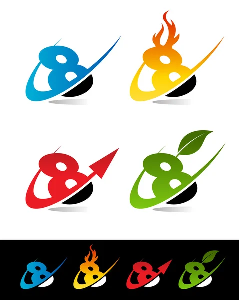 Swoosh Nombre icônes 8 — Image vectorielle